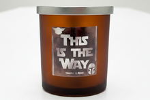 Load image into Gallery viewer, Brown candle with a metallic lid and 'This is the Way' text on a white background