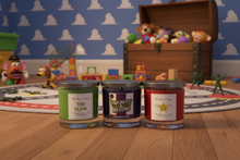 Load image into Gallery viewer, Three candles with labels 'The Claw', 'Infinity &amp; Beyond', and 'Piney Wood Variety' on a white background.

